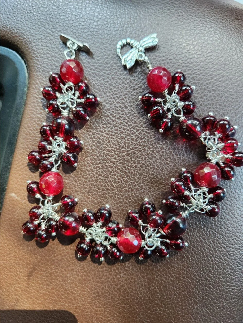 BOHO style Red Ruby And Silver Cha Cha Bracelet - Picture 2 of 3